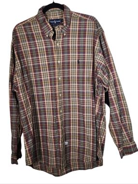 Ralph Lauren Men’s Plaid Button-Down Shirt - Red, Cream & Blue